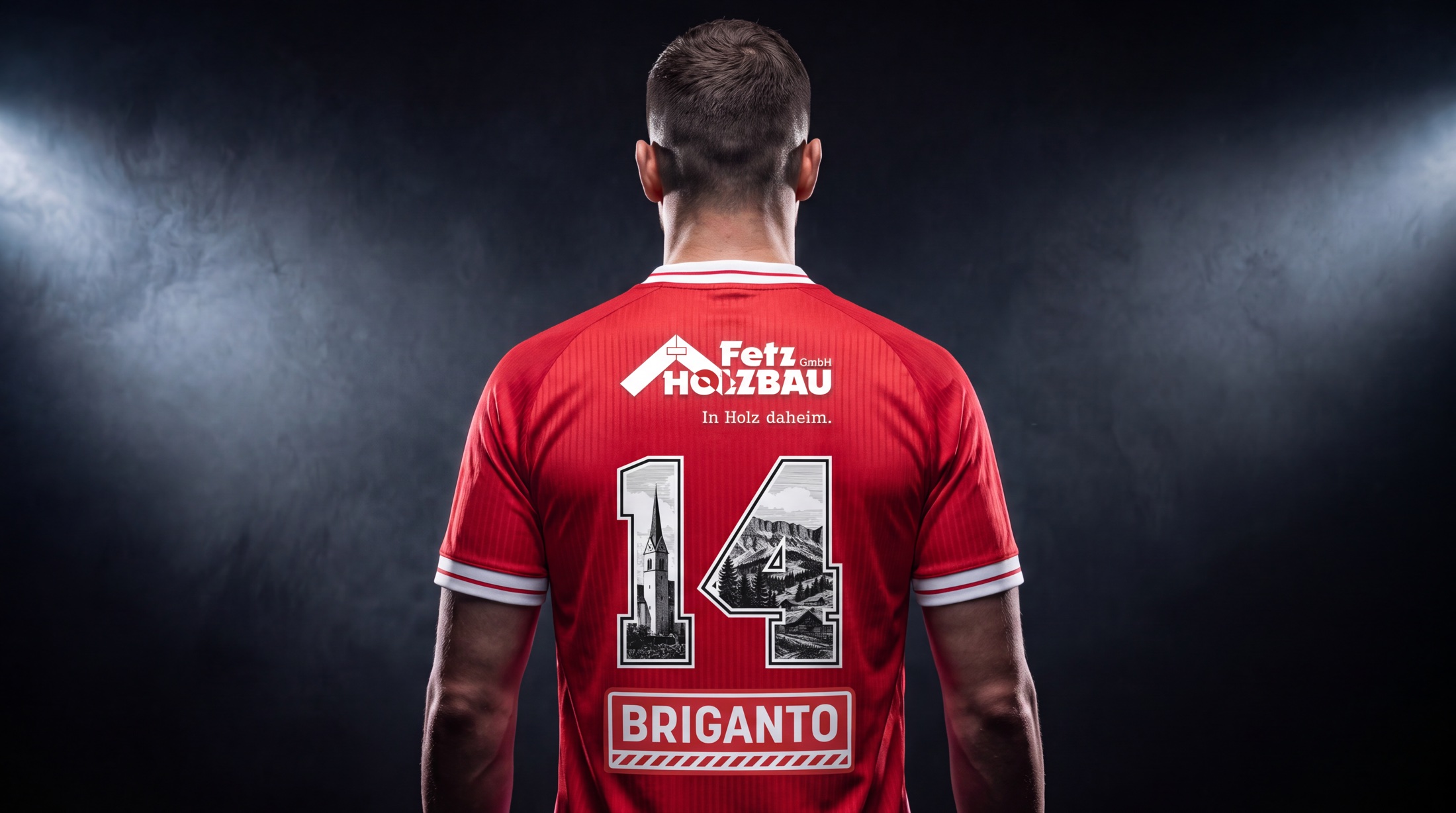 FC Egg — Trikot-Rücken mit Nummer 14 im Kupferstich-Look