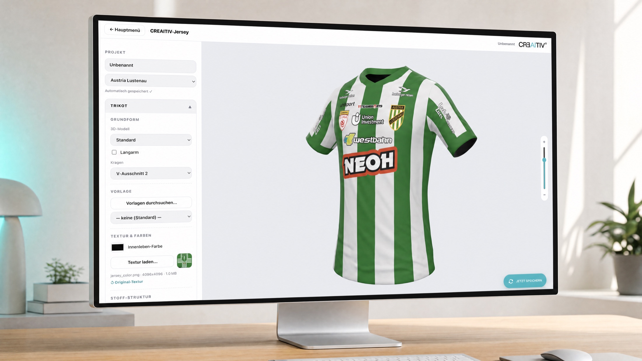 CREAITIV·Jersey — 3D-Editor mit dem Austria-Lustenau-Trikot